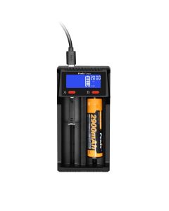 Fenix ARE-D2 Dual Channel Smart  Micro USB Battery Charger, Compatible With 21700 18650 16340 14500 AAA  and AA batteries