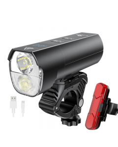 1200LM Mountain Bike Front Lamp, 5000mAh Rainproof Aluminum Cycling Bike Light, USB Rechargeable Bike Taillight