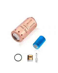Lumintop EDC Pimi Copper Mini Keychain Flashlight, Nichia LED, 100 Lumens, with Rechargable 10180 Battery and Charger