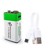 9V 650mah Battery Micro USB 9 Volt Li-ion Rechargeable Battery with Charging cable (1pcs)