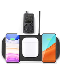 3*10W Fast Wireless Charger Station, Qi Multiple Devices Triple Wireless Charging Pad Compatiable with iPhone 13/ 12/11 Pro Max/X/XS/XS New AirPods