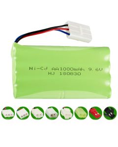  Ni-CD  AA 9.6V 1000mAh Rechargeable Battery Pack, Compatible with RC boat, RC Car, Electric Toys, Lighting, Model Car