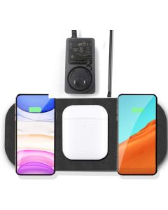 3*10W Fast Wireless Charger Station, Qi Multiple Devices Triple Wireless Charging Pad Compatiable with iPhone 13/ 12/11 Pro Max/X/XS/XS New AirPods