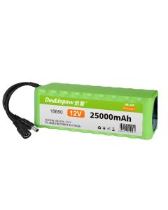 Doublepow 12V 25000mAh 3S10P Li-Ion Battery with DC Plug For LED Light Electronic Devices