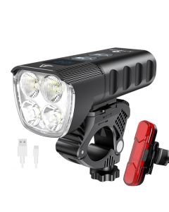 1600 Lumens Waterproof MTB Bike Light, Aluminum Alloy Road Cycling Bicycle Headlight,  USB Rechargeable Bike Taillight