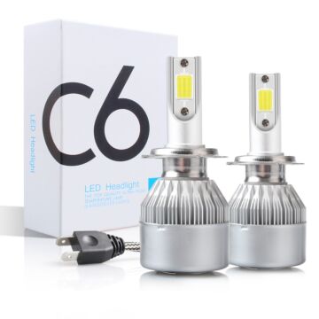 C6 Car Headlight,  H11 HB3 9005 HB4 9006 Car Bulbs, 2PCS 6000K 72W 12V 7200LM Auto Headlamps