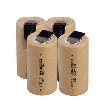 4PCS SC 1.2V 2200mAh Sub C Ni-Cd Rechargeable Battey With Solder Tab For Electric Drill 