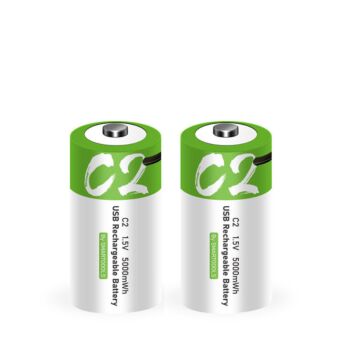 1.5V C Size 5000mWh Rechargeable Lithium Polymer Battery, Type-C USB Charging 