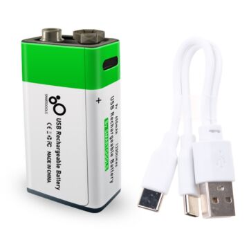 9V 650mah Battery Micro USB 9 Volt Li-ion Rechargeable Battery with Charging cable (1pcs)