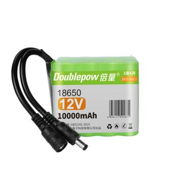 Doublepow 12V 18650 10000mAh 3S4P Li-Ion Battery with DC Plug For LED Light Electronic Devices