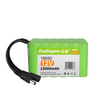 Doublepow 12V 18650 15000mAh 3S6P Li-Ion Battery with DC Plug For LED Light Electronic Devices