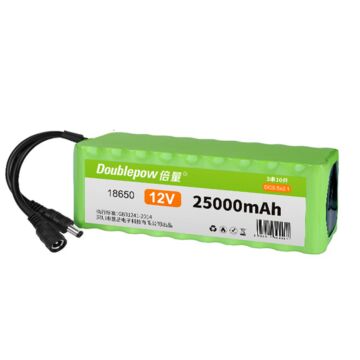 Doublepow 12V 25000mAh 3S10P Li-Ion Battery with DC Plug For LED Light Electronic Devices