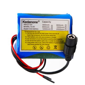 Kedanone 12V 3000mAh 18650 Li-ion Rechargeable Battery Pack For CCTV Camera 