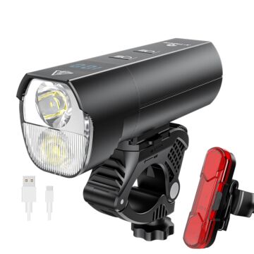 1200LM Mountain Bike Front Lamp, 5000mAh Rainproof Aluminum Cycling Bike Light, USB Rechargeable Bike Taillight