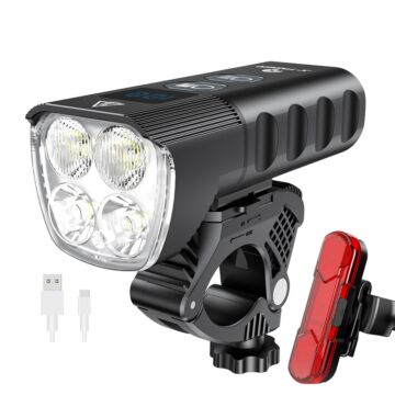 1600 Lumens Waterproof MTB Bike Light, Aluminum Alloy Road Cycling Bicycle Headlight,  USB Rechargeable Bike Taillight