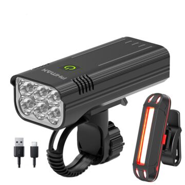 6 LED Front Bicycle Light, 1500 Lumens 10000mAh Aluminum Mountain Bike Flashlight,  USB Rechargeable Bike Taillight
