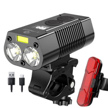 2 XML LED Bicycle Light, 4000mAh Rainproof Mountain Bike Front Lamp, USB Charging  Taillight