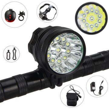 12000Lumen 11*T6 Bicycle Light Bike Front Light RechargeableHeadlight with 6*18650 Battery pack