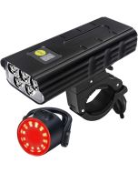 Bicycle Front Light and Taillight Set, 5 LEDs Bike Light, 3000 Lumens, Built-in 5200 mAh  Battery, Type-C Rechargeable, Waterproof